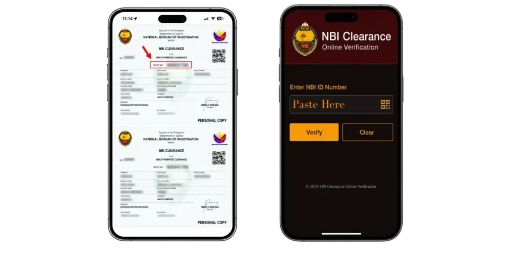 Type the clearance / NBI ID number