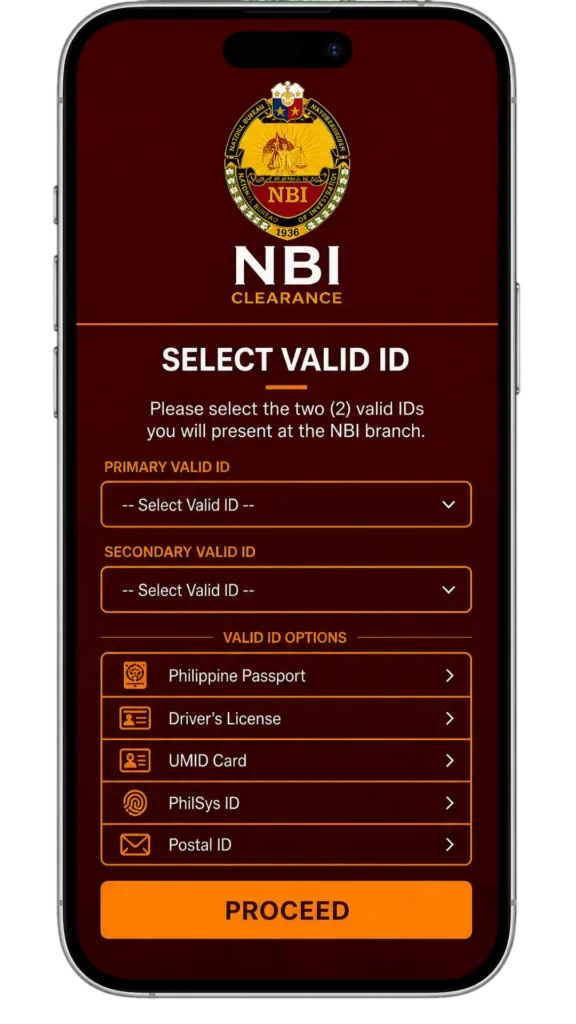 nbi clearance select id mobile