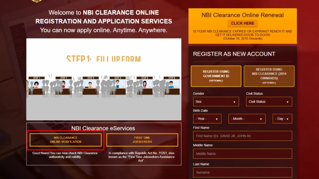 Open the official NBI portal
